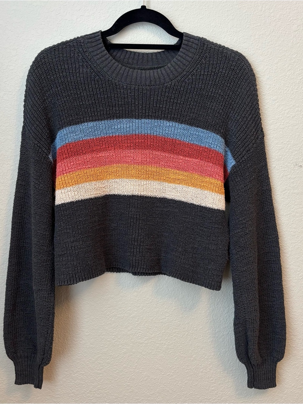 American Eagle Striped Balloon Sleeve Sweater